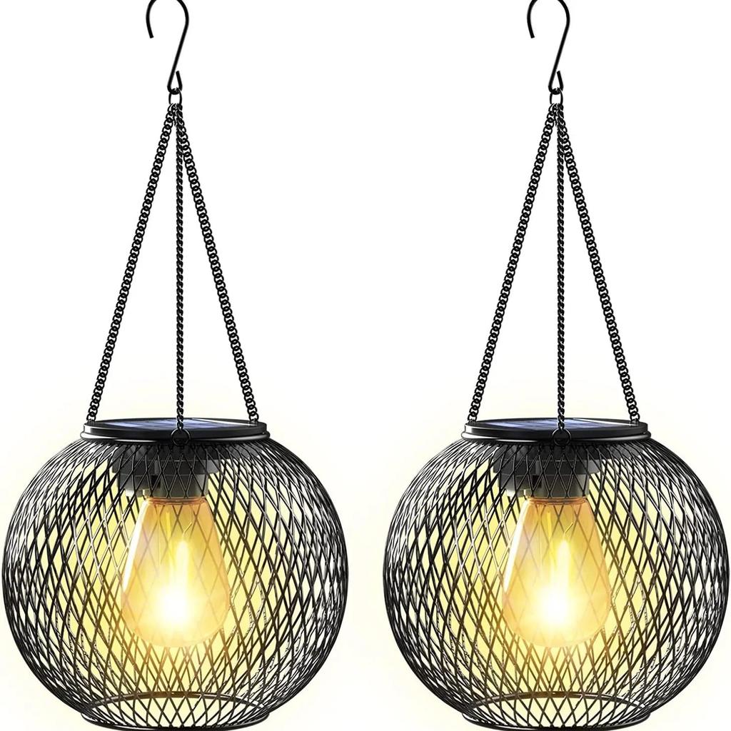 Upgraded Outdoor Solar Lamps Courtyard Garden Corridor Warm Light Metal Hanging Lights Light Control Decorative Lighting Hot