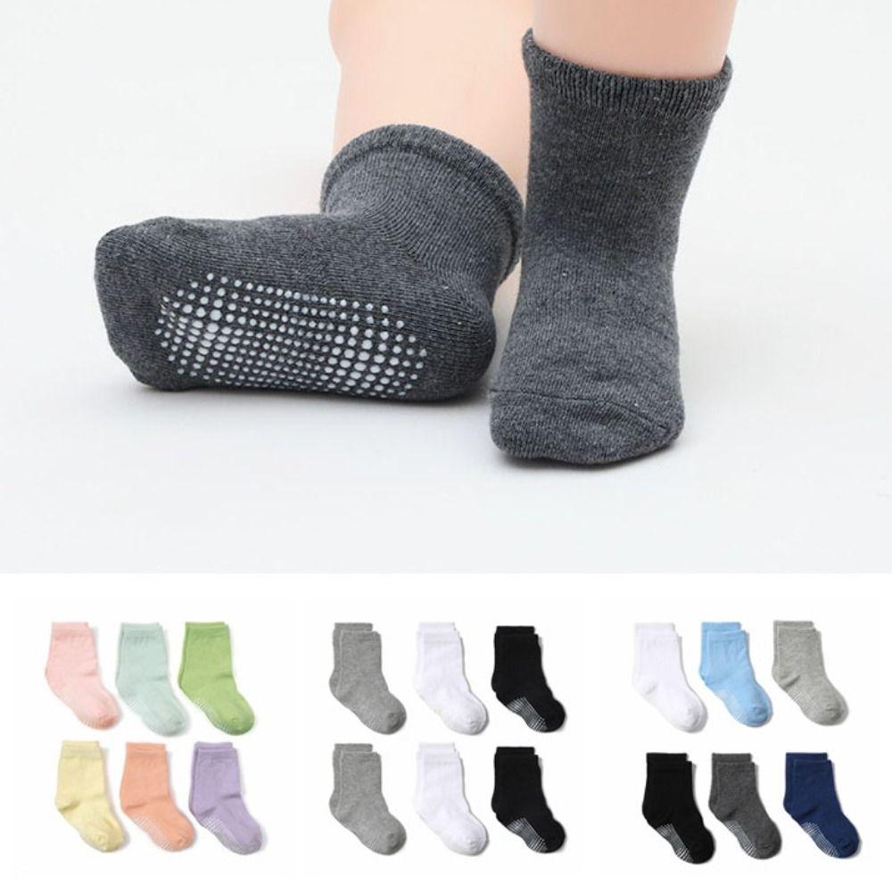 6 Paires Chaussettes Bébé en Coton Distribuées Couleur Unie Chaussettes Bébé Chaussettes Courtes Tube Enfant