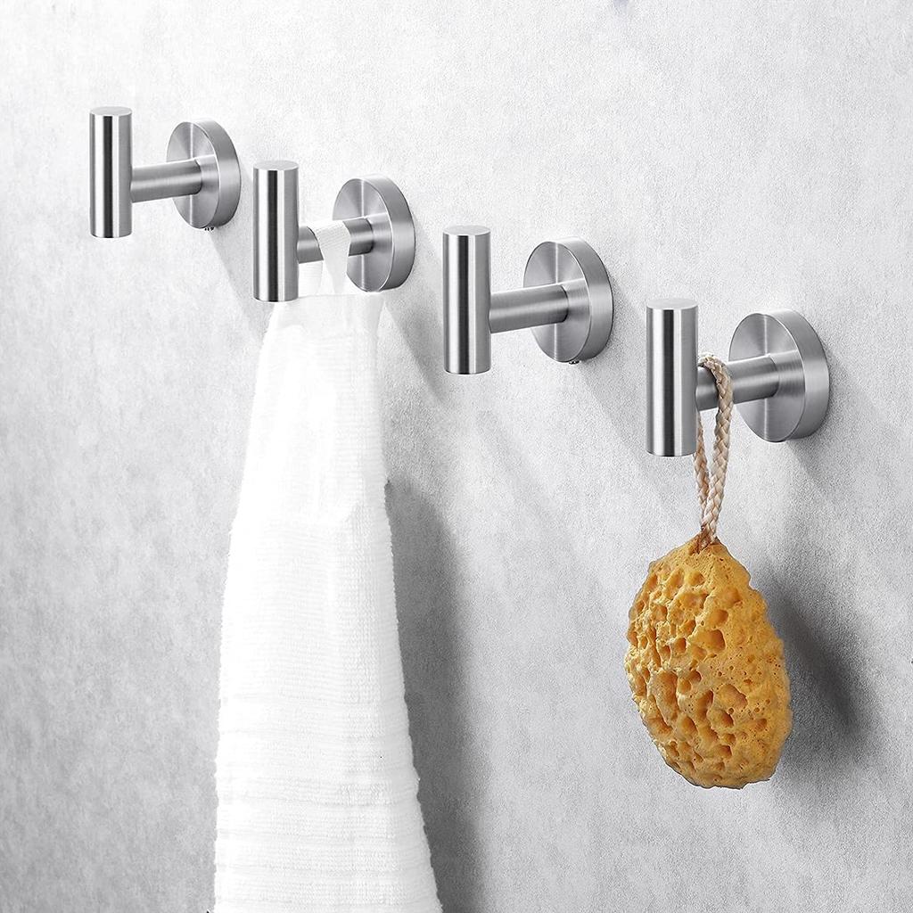 High Quality 4 PCS Set Heavy Duty Decorative Wall Hooks Rustproof Bathroom Towel Hook Stainless Steel Hat Coat Hook