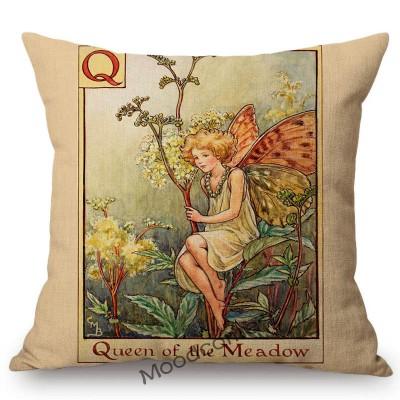 Tarot Alphabet Flower Fairy Baby Nursery Cartoon Art Home Decorative Sofa Throw Pillow Case Lovely Cute Children Cushion Cover
