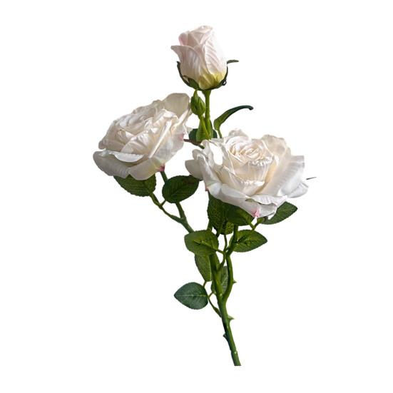 Artificial Flowers 3-Headed French Rose Realistic False Flowers Indoor Outdoor Decoration Wedding Garden Event Photography Props