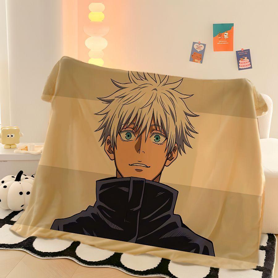 Cool Jujutsu Kaisen Gojo Satoru creative anime cartoon printed pattern fashion personality soft skin-friendly flannel blanket