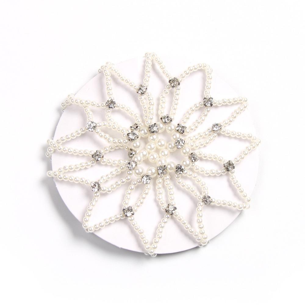 Elegant Pearl Crochet Bun Net Elastic Fake Pearl Hair Nets Hair Bun Covers  Hair Accessories