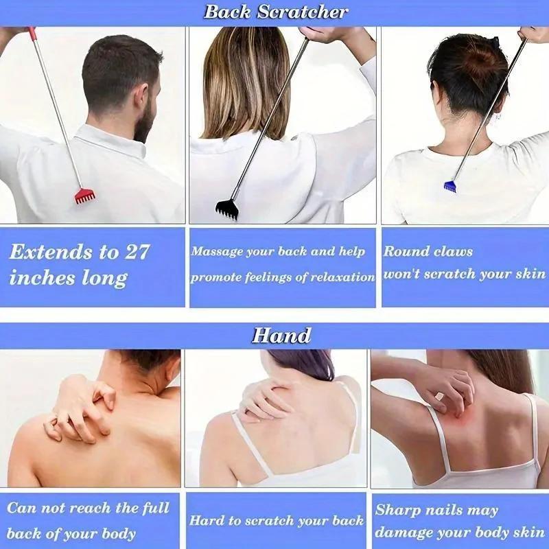 4-Pack Retractable Metal Back Scratcher Instant Itch Relief Extendable & Portable Telescoping Scratching Tool for Men Women
