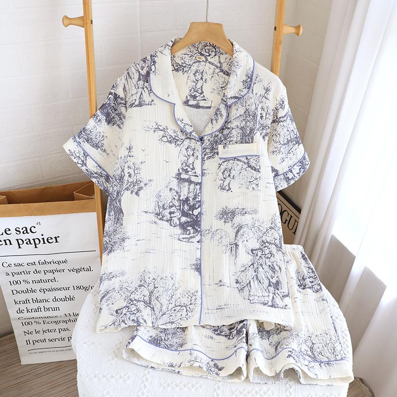 Women's Pure Cotton Summer Pajama Set - Sweet, Breathable, Short Sleeve & Shorts