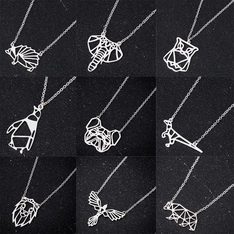 Elegant Women's Stainless Steel Origami Pendant Necklace