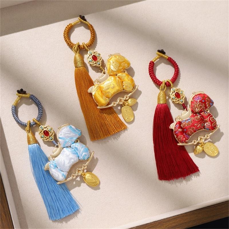 Exquisite Hand Crafted Keychain Featuring Delicate Tassels And Auspicious Horse Year Design Bag Hanging Decoration