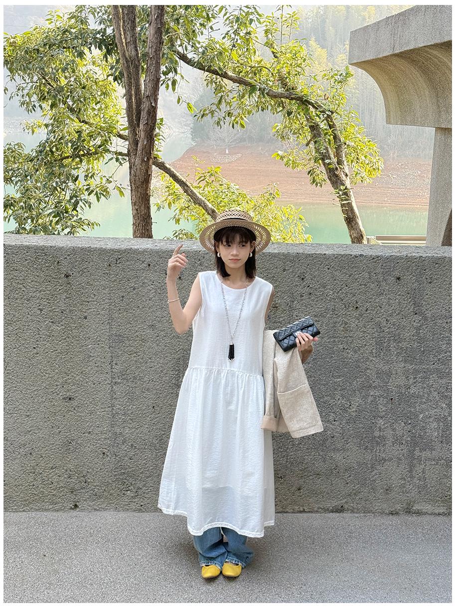 

Li Nuo Women s Retro Korean Layered Vest Dress - Spring/Summer 2026 Collection, Versatile Loose-Fit Skirt. Large