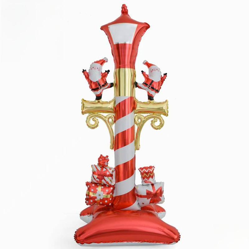 

1pc Standing Christmas Tree-Shaped Aluminum Foil Balloon - with Santa, Snowmen & Ornaments, for Holiday Parties, Birthdays 59in красный