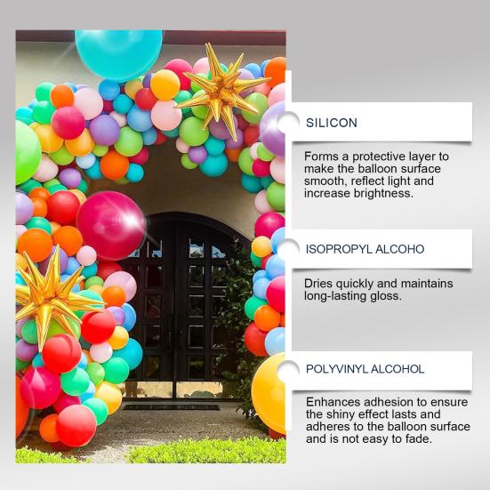 Balloon Shiny Spray 60ml Brightener Spray for Latex Balloons Easy To Use Balloon Shine Spray for Lasting Gloss Finish