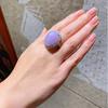 Exquisite Light Purple Ring   Natural Violet Chalcedony Large Oval Rings For Women Luxury Elegant Engagement Jewelry