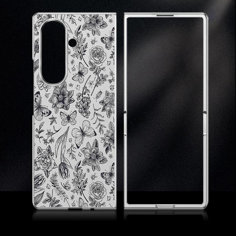 Pastoral Wildflower Case For Samsung Z Fold 8 Ultra 7 6 5 Hybrid 3in1 Leather Skin Plating Folding Phone Cover For Galaxy Z Fold8 Fold7 Fold6