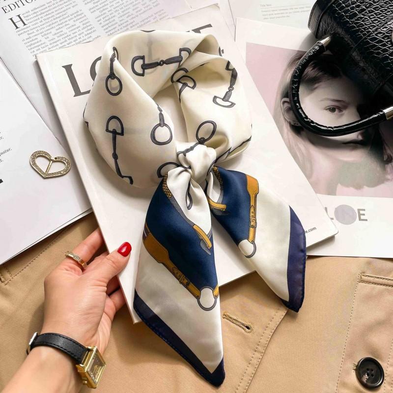 Elegant Silk-Like Square Scarf Women Korean Style Print Neck Lightweight 70x70cm Nylon Fashion Accessory