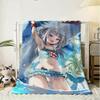G-Gawr Gura Anime Throw Soft Flannel Throw Blanket, Lightweight Breathable Summer Nap Blanket For Sofa Home Travel Cozy Decor