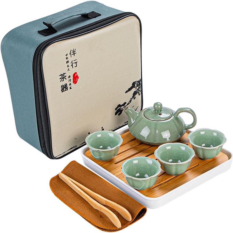 Travel tea set One pot, four cups, business gift tea set New Chinese Kung Fu tea set Portable express cup