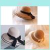Basic Straw Bucket Hat For Women With Bow Decor Summer Beach Sun Protection