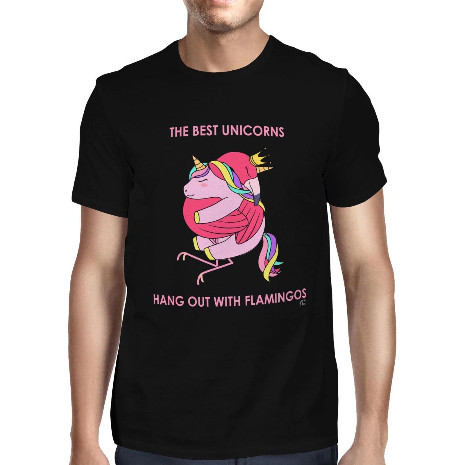 1Tee Mens The Best Unicorns Hang Out With Flamingos T-Shirt S