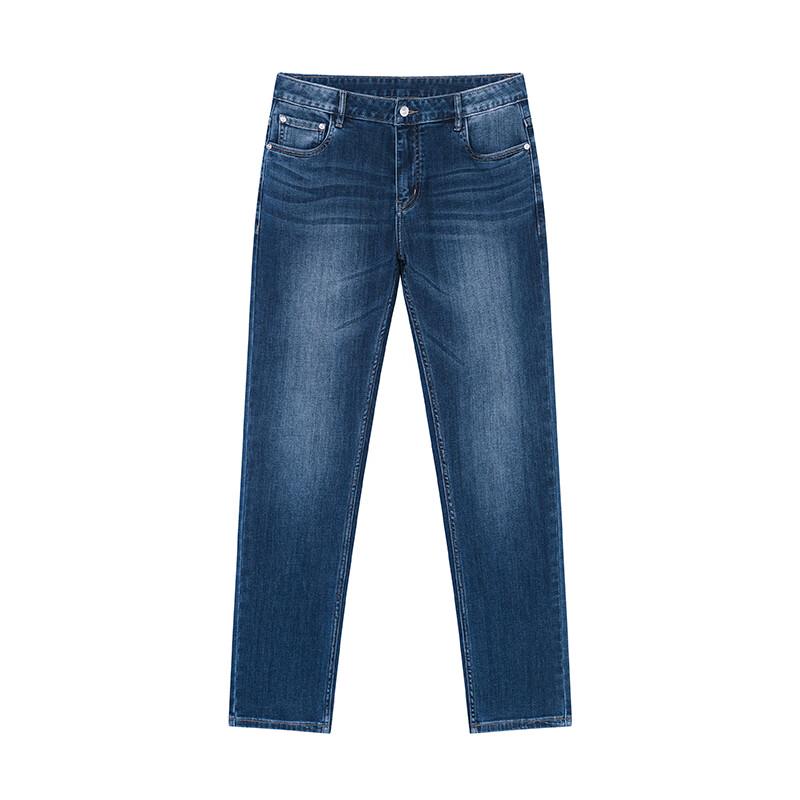 NVG·YOUNG Men's Blue Washed Straight-Leg Denim Jeans