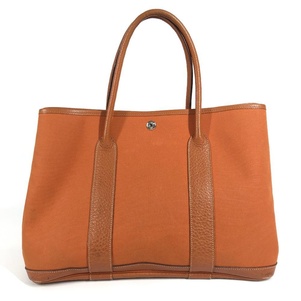 HERMES Garden Party 36 PM Hand Bag Shoulder Bag Tote Bag Negonda / Canvas Orange