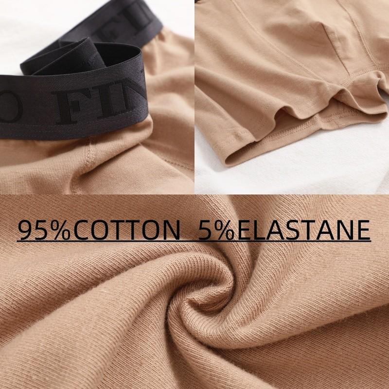 FINETOO Men Pure Cotton Boxer Brief Soft and Breathable Underwear Sweat Absorbing and Antibacterial Panties S-XXL