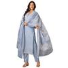GoSriKi Women's Rayon Blend Straight Printed Kurta with Pant & Dupatta (SONEVA Blue-GS_M_Blue_Medium)