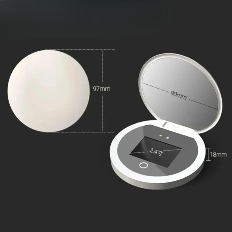 Smart LED Makeup Mirror Portable UV Visual Sunscreen Detection Beauty Mirror for Daily Facial Skin Care and Makeup