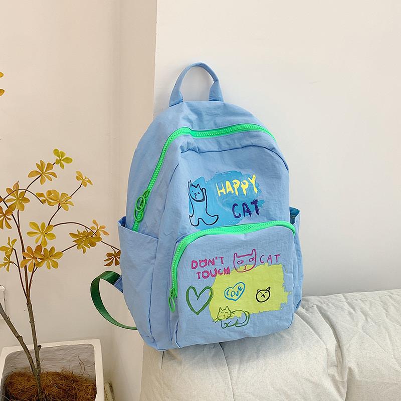 Cute Cake Birthday Puppy Cat Letter Cartoon Graffiti Student Backpack For Teen