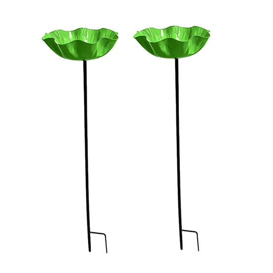 2Pcs Metal Flower Garden Stakes, Decorative Bird Bath, Outdoor Bee Watering Station, Flower Design Water Feeder Bath Bowl for Bees Butterflies