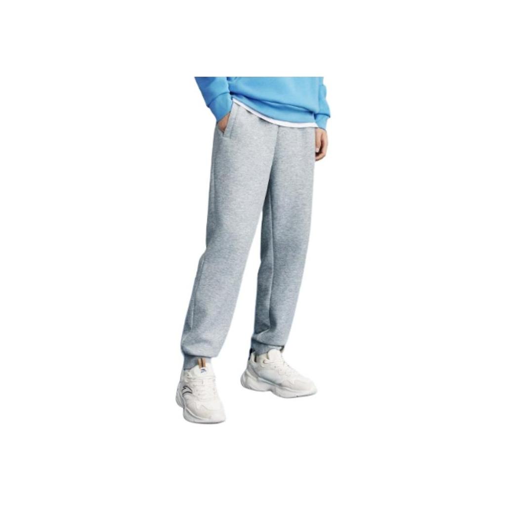 Anta Basketball Series Solid Color Mid-Waist Tapered Knit Sports Pants Men Bottoms Gray Heather-Gray 152411304-3