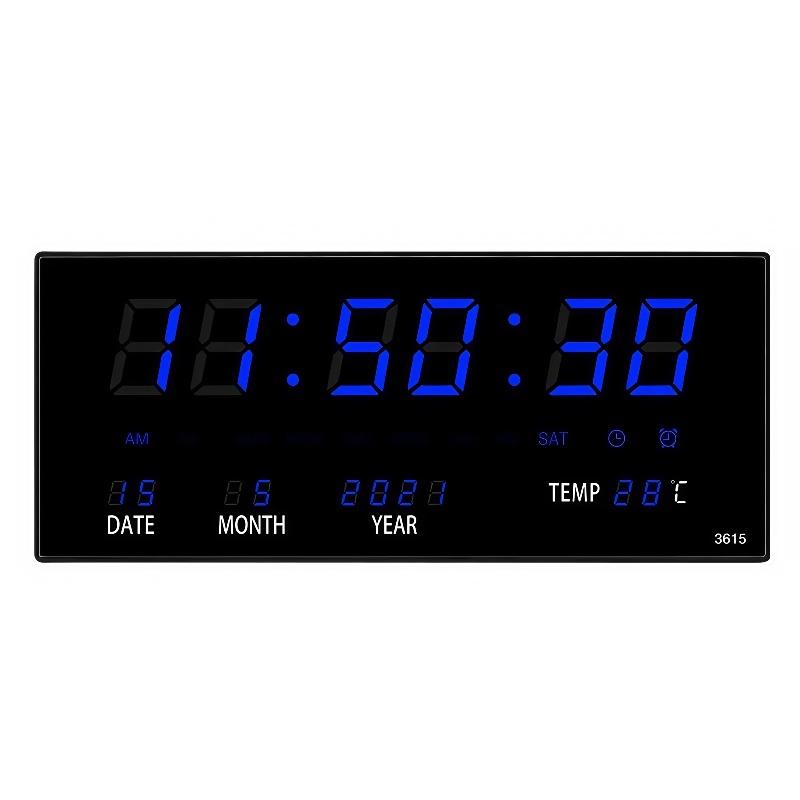 USB Plug-in Large Digital Wall Clock TEMP Calendar 4 Alarms Hourly Chiming Table Clock 12/24H Electronic Luminous LED Clock