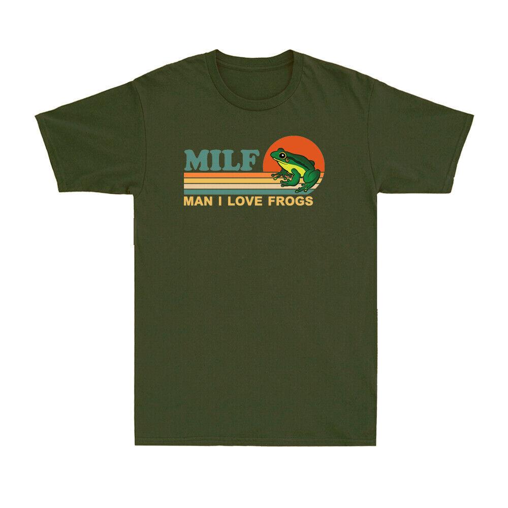 MILF Man I Love Frogs Funny Frog Amphibian Lovers Gift Vintage Men T-shirt L