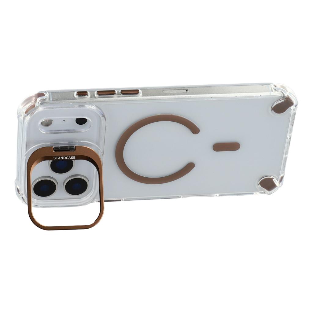 For iPhone 17 Pro Max Magnetic Case TPU PC Clear Phone Cover with Lens Frame Kickstand/Lens Film