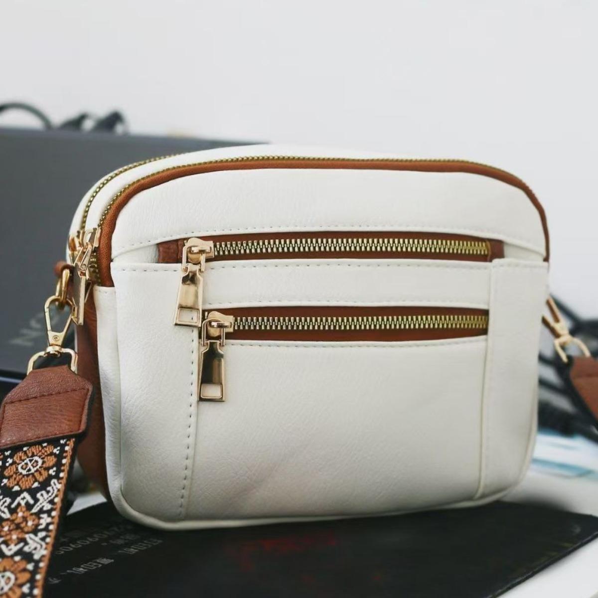 

Широкий плечевой ремень Вышитая маленькая квадратная сумка Богемный этнический стиль Сумка через плечо Повседневная универсальная сумка кроссбоди женская 21.5cm * 6cm * 14cm белый