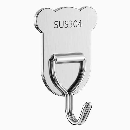

304 Stainless Steel Wall Hooks Self Adhesive Heavy Duty Towel Key Coat Bag Hanger Waterproof Hook Bathroom kitchen Hardware Hook B