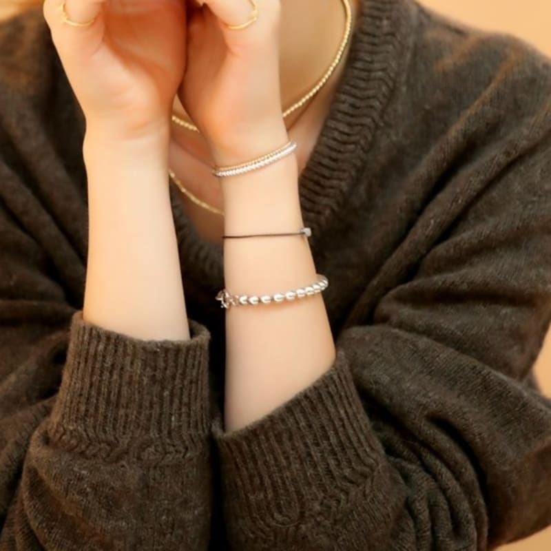 BONBEAU 6mm Silverball Layered Bracelet Layered Bold Silverball Bracelet 6mm