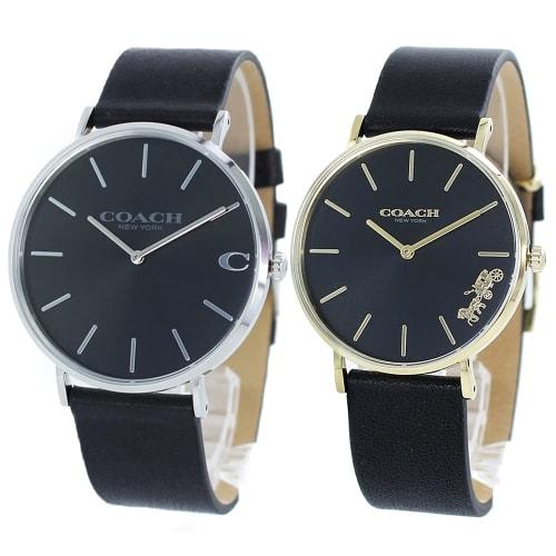 

Coach pair of watches with storage boxes, set of two watches, sophisticated Charles Perry watches with black leather straps, 1460214914503333.