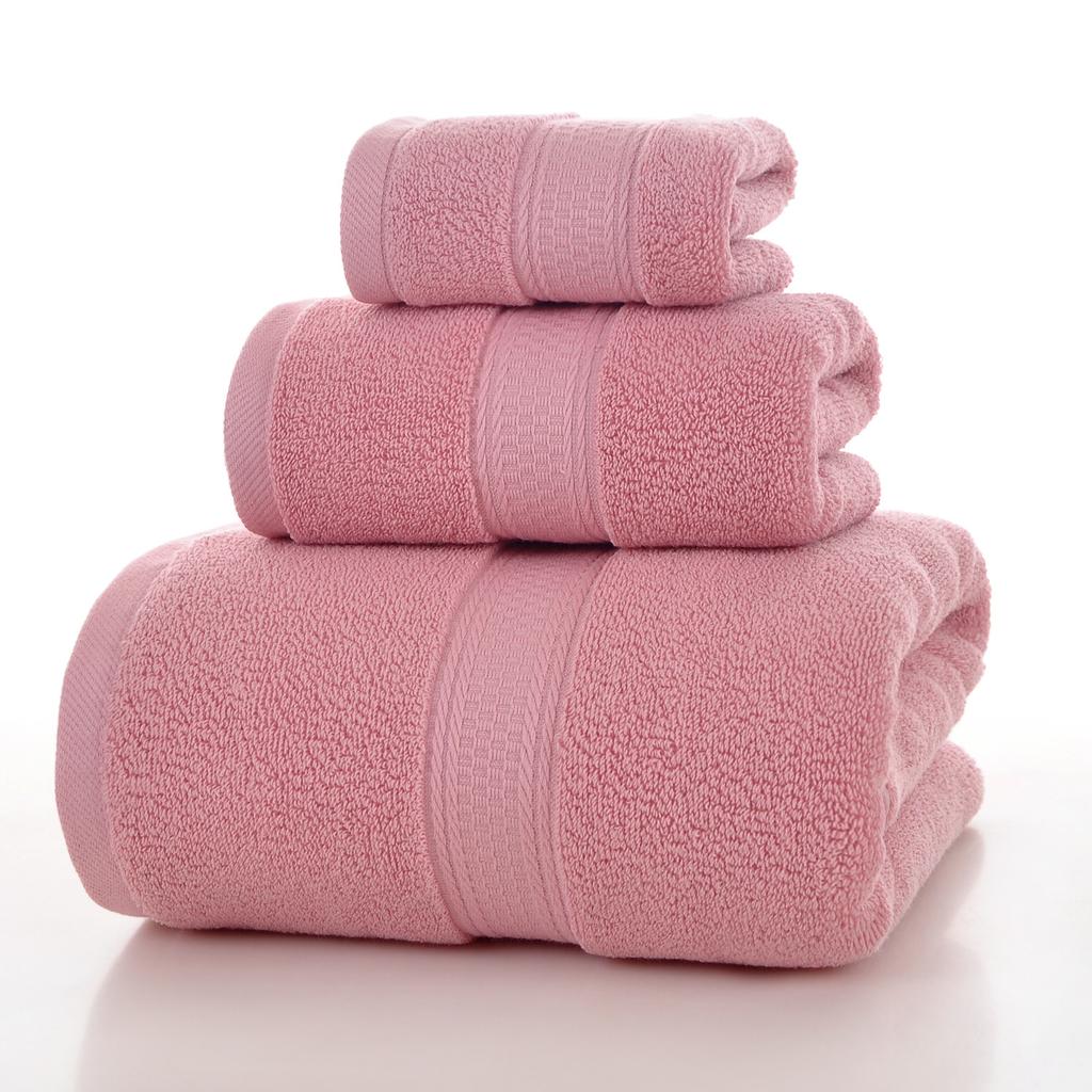 Style, plain cotton towel, three-piece household towel, soft and absorbent.