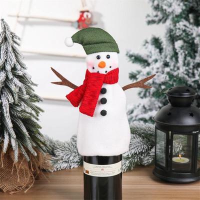 Neues Flanell Weihnachts-Weinflaschen-Set Tischdekoration Alter Mann Schneemann Zuhause Weihnachts-Feiertags-Arrangement Rotweinflasche Se