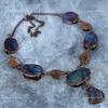 Pierre Gemme Labradorite Chaîne en Cuivre Électroformée Chakra du Troisième Œil Collier Bohème VP-112