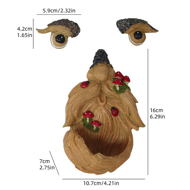 Tree Face Hanging Bird Feeder Sculpture Resin Craft Ornament Garden and Landscape Decorative Items, Horticultural Ornaments