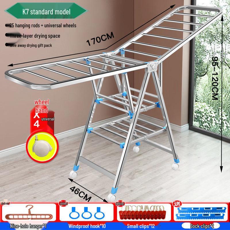 Foldable Stainless Steel Clothes Rack for Indoor/Outdoor Use