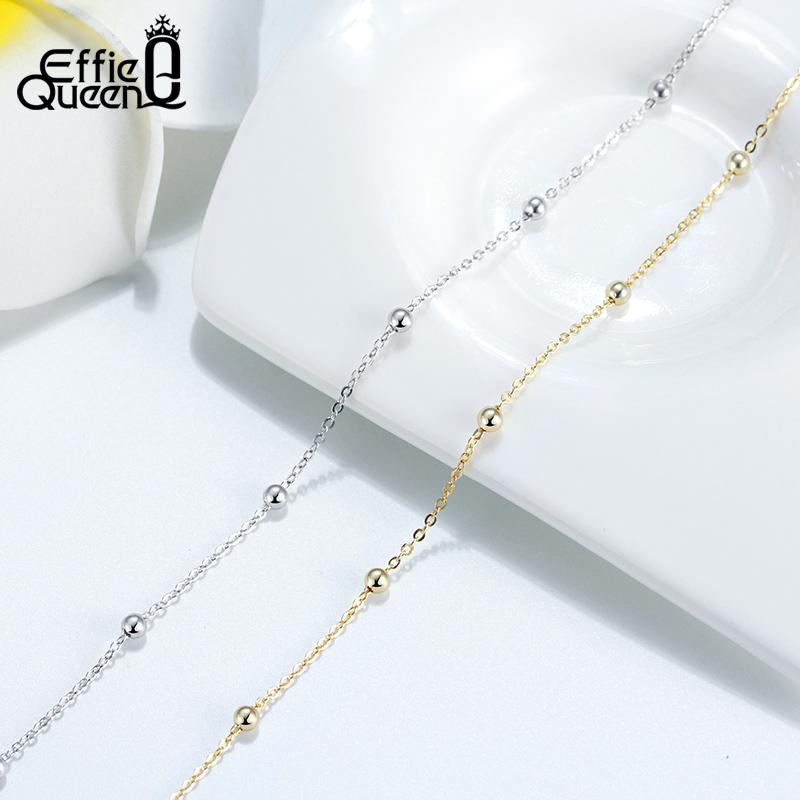 Effie Queen Trendy 925 Sterling Silver Anklet Satellite Link Chain Anklet Bracelet Summer Jewelry Wear Daily Foot Barefoot SA05