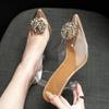 Women's 2025 Plus-Size Transparent PVC Rhinestone Pointed-Toe Heels