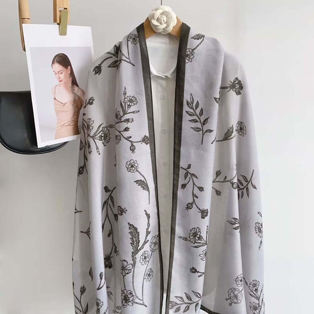 Breathable Women Floral Scarf Long Sunscreen Headscarf Thin Large Shawl  Clothing Accessories