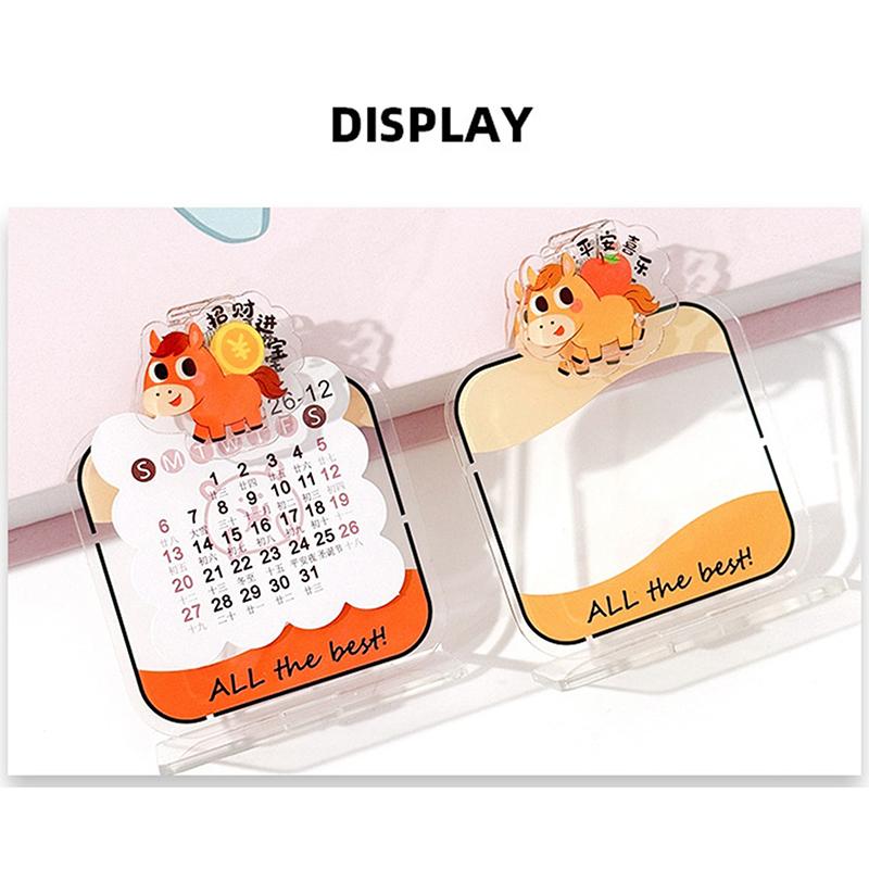 2026 Card Inser 2D Acrylic Desktop Calendar Cartoon Cute Pony Office School Bookmarks  Clips Decorative 2026  Year Gift