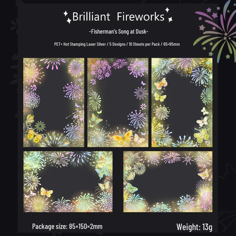 A Beautiful Day PET 3D Fireworks Stickers: Silver Laser & Hot Stamping, 6 Styles
