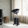 Bymaocar Dual Bucket Large-sized Vertical Non Bending Hair Wash Basin Adjustable Height and Angle with Wheels for Salon Stylists