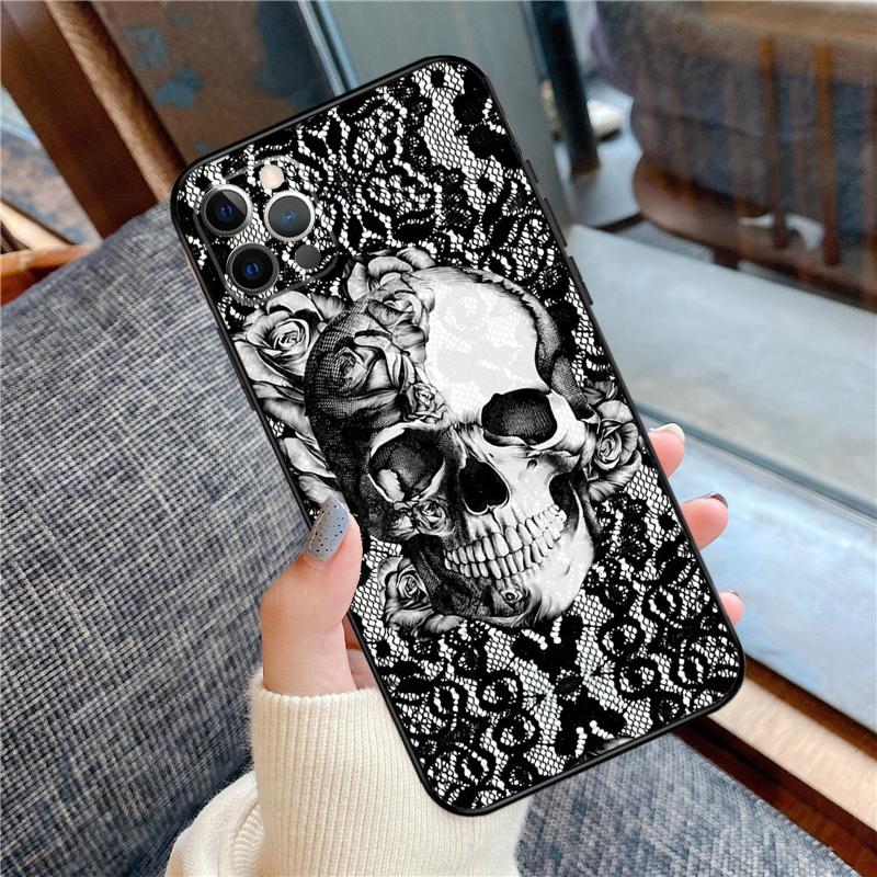 Gothic Fashion Skull Phone Case For iPhone 11 12 13 14 15 16 Pro Max 12 13 Mini X XR XS MAX 14 Plus Cover