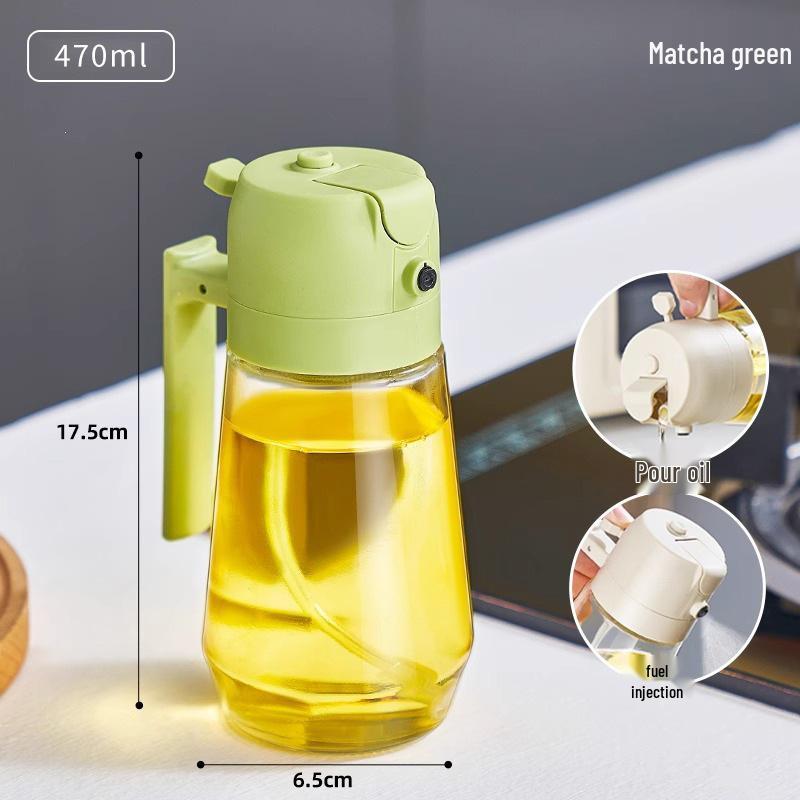 Two-in-One Glass Oil Spray & Pour Bottle - No Drip, Food Grade for Kitchen & Air Fryer