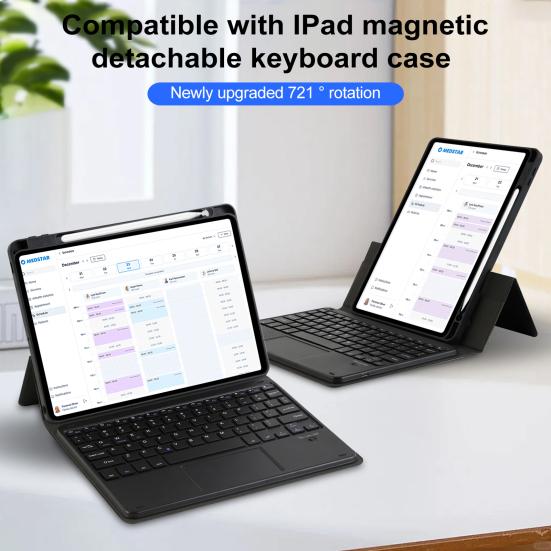 Tablet Bluetooth-compatible Keyboard with Protective Case Colorful Backlit Design Detachable Keyboard Cover Protector for iPad 10 2022